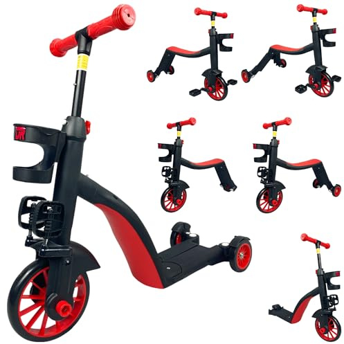 RYDR 6-in-1 Kids Scooter Tricycle Balance Bike – Adjustable Ride-On Toy for Ages 2–6, Converts to 2/3 Wheel Scooter, Trike, Pedal Bike, Adjustable Handle Height with Removable Pedals