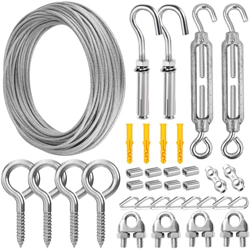 Seconero Stahlseil 2mm, Drahtseil 15M für Haus & Garten Zaundraht Kit | 304 Edelstahl Drahtseil, M5 Seilspanner, Drahtseilklemme für Gardinenseil, Wäscheleine, Kletterpflanzen, Hängelichter