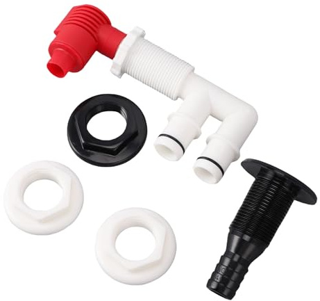 AKLOSIPY Marine-Belüfterdüse, Pump-Out-Belüfter-Kombi-Kit für Livewell oder Baitwell, Langlebiges Kunststoffmaterial, für 1-1/16-Zoll-Montagelöcher
