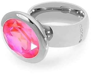 Qudo silber Ring TIVOLA big Edelstahl rosa/koralle (lotus pink delite) (56 (18))
