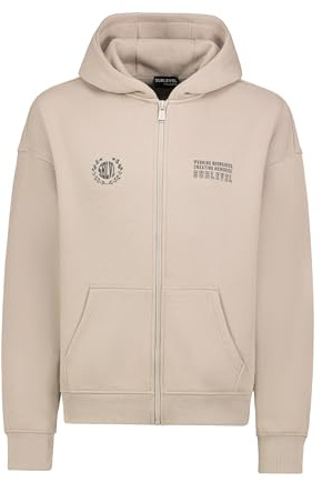 Sublevel Herren Oversize Sweatjacke mit Backprint Light-beige XL