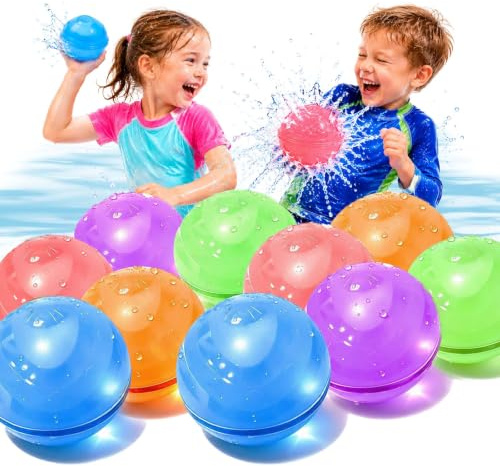Wasserbomben wiederverwendbar magnetisch 10 Stück Silikon | Selbstverschluss & Schnellbefüllung, auslaufsicher, für Kinder & Erwachsene, Pool, Strand & Outdoor, Sommer-Schlachtspaß