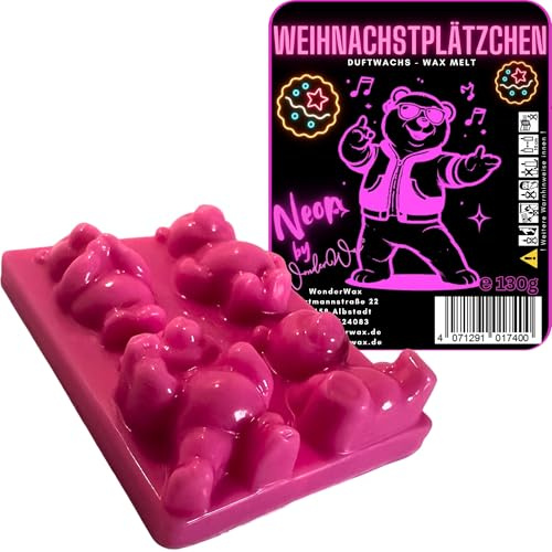 WonderWax Neon Duftriegel 6 x Duftwachs Bären Wachsmelt Duftwachs Raumduft für Duftlampen Soja Wachs Melts Duftmelt Aroma Wellnes Kerzen Wärmer Wax Tarts Weihnachtsplätzchen