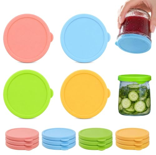 12 Packs Silicone Lids for Dessert Pots | Reusable Sealing Covers for Glass Jars, Airtight Food Storage for Yogurt Pot, Pudding Pot & Tin Can (3 inch / 7.6 cm)
