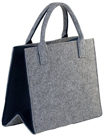 Brandsseller Praktische Einkaufstasche Shoppingbag Freizeittsche Aufbewahrungsbehälter aus Filz - ca. 35 x 20 x 28 cm - Hellgrau/Navy