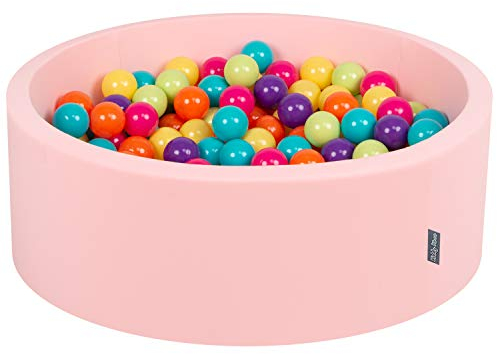 KiddyMoon 90X30cm/300 Bolas ∅ 7Cm Piscina De Bolas para Ninos Hecha En La UE, Rosa:Verdeclr/Amarill/Turques/Naranj/Rosaos/Morado