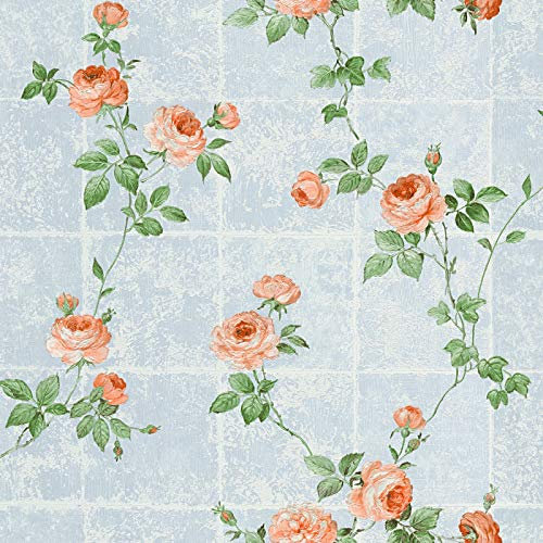 Papier peint intissé fleuri Tapisserie fleu florale chambre 345011 34501-1 A.S. Création Château 5 | Bleu/Vert/Rouge | Rouleau (10,05 x 0,53 m) = 5,33 m²