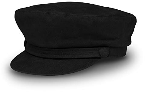 fiebig Schiffermütze für Damen & Herren | Schlichte Kapitänsmütze mit Schirm | Traditionelle Matrosenkappe aus 100% Baumwolle | Klassische Schirmmütze für das ganze Jahr (58-L, schwarz)