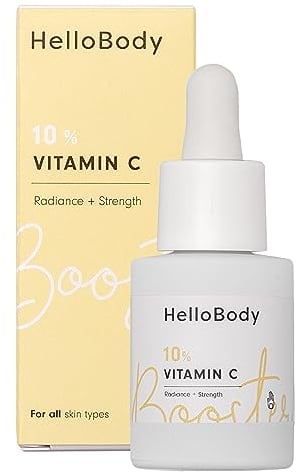 HelloBody 10% VITAMIN C Booster (15 ml) – Gesichtspflege für intensive Feuchtigkeit – Wake-up Look für alle Hauttypen – Bekämpft Verfärbungen und schützt vor Hautalterung