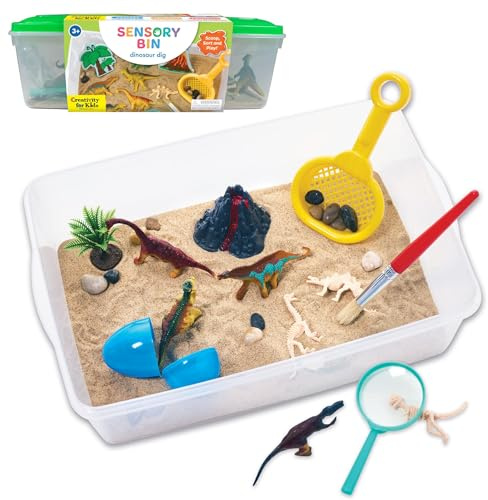 Creativity for Kids Sensory Bin: Dinosaur Dig - Toddler Sensory Toys, Sensory Bin Filler and Toddler Activities for Boys and Girls, Dinosaur Toys for Kids Ages 3-5+