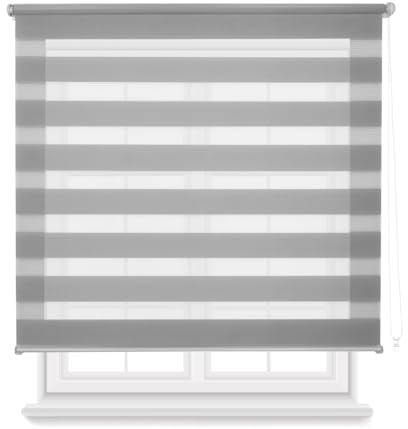 HOME MERCURY - Estor Enrollable de Doble Capa Noche y Día,fácil instalación (140 X 180 CM, Gris)