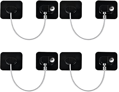 YEYA Upgraded Refrigerator Locks 4 Pack with Keys, Baby Proof Cabinet Locks, Safety Door Locks for Toddler