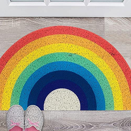 Halbrunde Fußmatte Regenbogen Kokosmatte,80x40cm Willkommen Türmatte ,Farbige Eingangsmatte Schmutzfänger Barriere Fußmatten Sauberlaufmatte,Fußbodenmatte für Badezimmer Küche Badezimmer