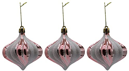 Benoon 3 Stück/Set Zwiebelform DIY Weihnachtskugeln Anhänger Xmas Ornament Kunststoff Urlaub Geschenk Festival Kugeln Anhänger Party Supplies Roségold