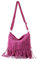 Modarno Borsa a tracolla con frange in camoscio - borsa tracolla donna in pelle scamosciata (Fucsia)
