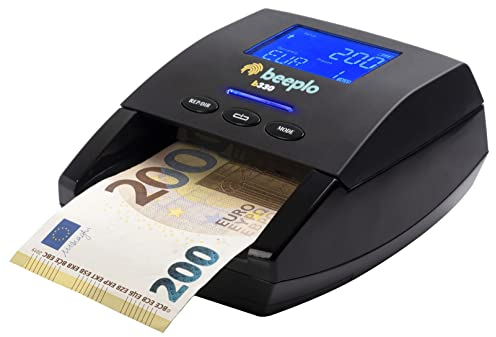 beeplo b330 | Detector de Billetes Falsos EUR | 100% Fiabilidad | Alta Precisión Automática de 5 Divisas: EUR, GBP, CHF, NOK, SEK | Sin Batería