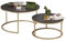 Soayone Couchtisch Rund 2er Set, Schwarz Marmor Couchtisch mit Gold Metallgestell, Beistelltisch Rund, Wohnzimmertisch Modern, Satztische fürs Wohnzimmer Schlafzimmer Balkon