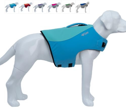 Hundeschwimmweste im Sportstil mit ausgezeichneter Auftriebskraft, stylische Hundeschwimmweste mit Rettungsgriff für kleine, mittlere und große Hunde Turquoise XXL