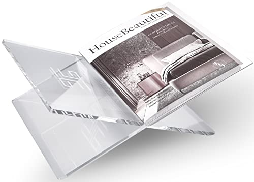 Honygebia Transparenter Acryl Buchständer - Kreuzrahmen Acryl Buchhalter, Luxus Plexiglas Leseständer offene Ausstellen, geeignet für Bibel, Koran, Kunst, Kochbücher, Lehrbücher und Zeitschriften