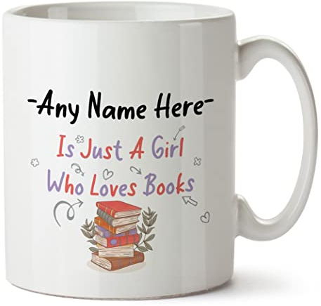 Inky Penguin - Just A Girl Who Loves Books - Personalised Mug, Ceramic, 11fl. oz.