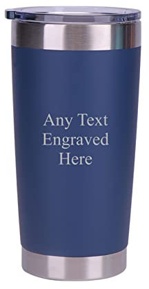 [Custom] Personalised Engraved Dark Blue Any Message Double Wall Insulated Cup 500ml 17.5oz Hot Cold Coffee Tea Ideal for Birthday