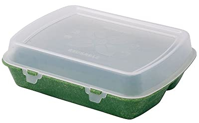 BIOZOYG Mehrweg Menübehälter mit 3 Kammern HP4/3 15er Pack inkl. Deckel I Servier-Behälter mit Fächern I Menüschalen 3 geteilt I Schalen mit Unterteilung dunkelgrün 24,5x20x4,5cm