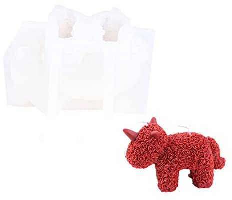 JS MOLD Kerzenform Silikon,3D Rosenbär Silikonform Kerzen Gießen Formen Bär Silikon Kerzenformen,Seifenformen für Valentinstagsgeschenke, Mädchengeschenke, Geburtstagsgeschenk (3#)