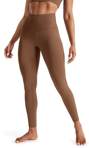 PERSIT Damen Nahtlose Gym Leggings Bauchkontrolle Hohe Taille Kompression Yoga Hosen Sport Leggings 25/28 Zoll, Pecanpie, 32