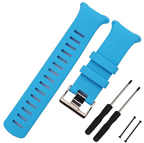 FACL Herren Silikon Uhrenarmband Kompatibel mit Suunto D4 D4i Outdoor Sport Tauchen Damen Gummi Uhrenarmband Armband Schnalle (Blau)