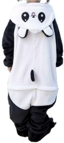 Ovender Kigurumi Adulte Costume Animaux Halloween Carnaval ou Spectacle de Noël Party Show Pyjamas Cosplay Combinaison Unisexe Winter Zoo Deguisements Femmes et Hommes (XL, Panda Smiley Noir)