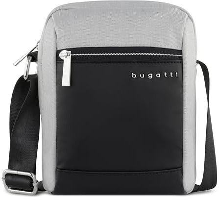 bugatti Sera Schultertasche, kleine Herrentasche oder Damentasche aus Polyester in hellgrau