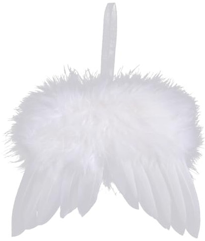 BIOSA 10 Pcs White Angel Mini Christmas Tree Decoration Guardian Angel White Feather Wing Vintage Feather Wing for Xmas Holiday Party Decorations DIY Craft Wedding Prop Valentines Day Birth