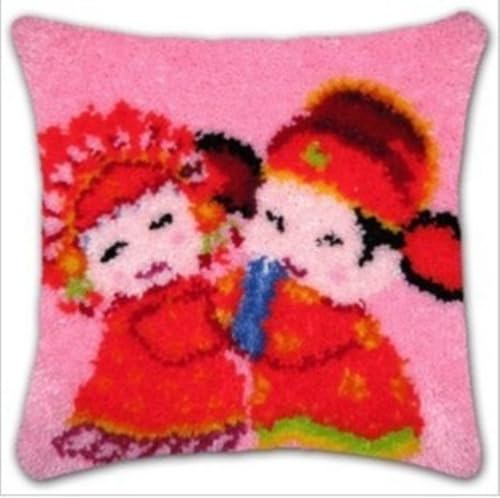 Knüpfhaken-Set Für Kissen Für Kinder (43 X 43 cm), Bräutigam Und Braut, Knüpfhaken-Set Für Kissen, Matte, DIY-Handwerk, Blume, Kreuzstich, Handarbeiten, Häkeln, Kissen, Stickerei