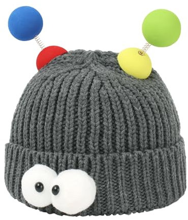 Meliyya Unisex Beanie Mütze Cartoon Lustige Wollmütze Monster Stricktmütze Wintermütze Weich Elastisch Einheitsgröße, Grau