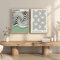 KemneT Bauhaus-Leinwandgemälde mit grünen Farbblocklinien moderne minimalistische Wand Bilder abstrakte Poster Kunstdrucke Bilder Wohnzimmer Heimdekoration 50 x 70 cm x 2 ungerahmt