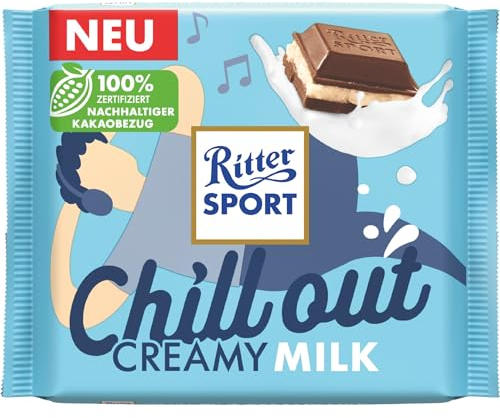Ritter Sport Chill Out Creamy Milk Tafel 100g | Vollmilchschokolade mit Milch-Creme Limited Edition | Rainforest Alliance Zertifiziert (1er Pack, Creamy Milk)