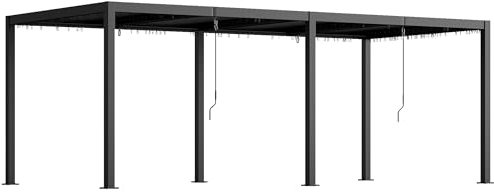 Outsunny Pergola bioclimatique 3 x 6 m, pergola Jardin extérieur avec persiennes manivelle Toit réglable en Aluminium et Crochets, tonnelle de Jardin, terrasse, Patio, Gris foncé