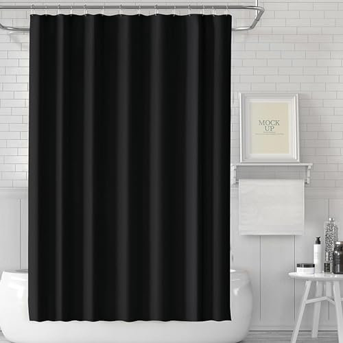 Tenda da doccia nera,antimuffa, impermeabile,tenda vasca da bagno, tenda per bagno, tenda per doccia con anelli,Include 12 anelli a C e anelli magnetici, tende da doccia (180 x 180 cm)