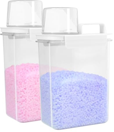 Lot de 2 distributeurs de lessive en poudre de 1100 ml, distributeur de lessive pour adoucissant, distributeur de riz, nourriture pour animaux de compagnie