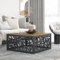 Galano Candence Coffee Table – Modern Metal Frame with Storage Shelf – Space-Saving Accent Table for Living Room, Bedroom, or Entryway – Distressed Oak Finish