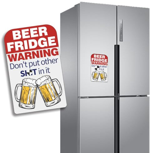 Beer Fridge Magnet Sticker, Warning Beer Fridge Sign Funny Magnets Adult, Beer Fridge Sign Mason Jar Holder, Refrigerator Magnets Strong, Highly Reflective, Kitchen Accessories (Red -1 Sheet)