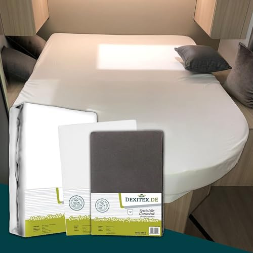 Dexitex 3er Set Queensbett- 1 Molton, 2 Spannbettlaken 1 Anthrazith + 1 Weiß -Bettlaken aus hochwertiger Baumwolle -Oeko-TEX - Multi-Stretch-Bettlaken für Matratzen, Wohnmobile & Wohnwagen