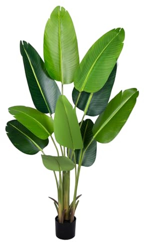 CETRD Künstliche Paradiesvogel-Pflanze, 1,5 m, künstliche Tropische Palme mit 10 Stämmen, künstliche Bananenblätter, Bäume im Topf, für Zuhause, Innen- und Außenbereich, Büro, Moderne Dekoration,