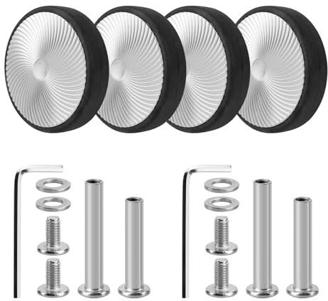 Volein 4 Stück Koffer Ersatzrollen 57mm Gepäck Ersatzräder Verschleißfeste Kofferrollen Gummi Ersatzräder für Koffer(Silber VF22B)