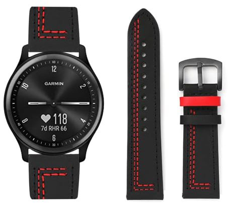 Bracelet en cuir pour Garmin Vivomove Sport/Luxe/Style/Hr/Trend, Bracelet de remplacement en cuir de haute qualité Compatible avec Garmin Vivomove Sport/Luxe/Style/Hr/Trend pour Hommes et Femmes (H)