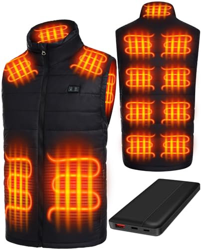 Deceny CB Gilet Chauffant Électrique Avec Batterie(Noir,XL)