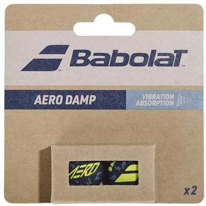 Babolat, 2er-Pack Griffe für Schläger Modell Aero Damp, Vibrationsdämpfer in Grau Gelb Weiß, Einheitsgröße, Maximale Vibrationsabsorption der Saiten, Ideal für Tennisspieler