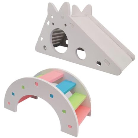 QFEHTHSK 1 Stück Rutschenhaus Und 1 Stück Bunte Bogenbrücke, Hamsterspielzeug, Kreatives Spielzeug, Heimtierbedarf, Hamsterzubehör, Hamster-Aktivitätsspielzeug