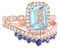 Bague diadème en argent sterling 925 avec topaze bleue et saphir bague en or rose pour femme (59)