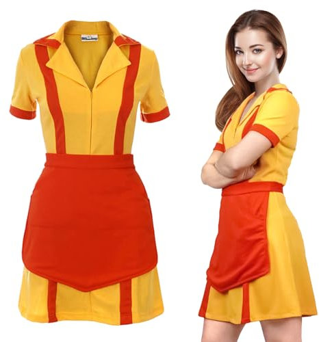 KTWSUEF Two Girls Kostüm,Cosplay Damen Kellnerin Kostüm mit Schürze,für Maid Dress Geburtstage Cosplay Party Karneval,Geeignet für Mädchen mit einer Körpergröße von 155–160cm